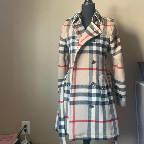 Burberry Jackets & Blazers - Burberry Check Wool Trench Coat Size XS
